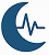 Blue crescent moon with heartbeat line.